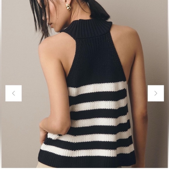 Anthropologie Navy and White Striped kitted Sleeveless Top - Picture 4 of 6